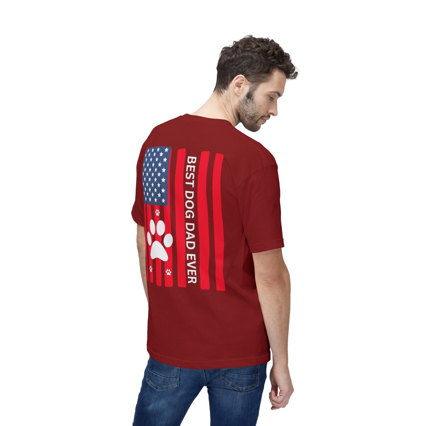 Best Dog Dad Ever T-Shirt — American Flag Paw Print Dog Dad Tee