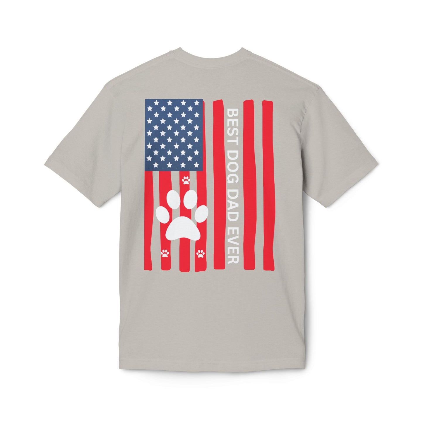 Best Dog Dad Ever T-Shirt — American Flag Paw Print Dog Dad Tee