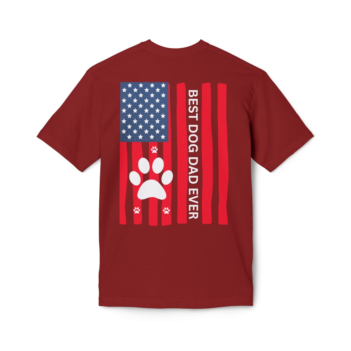 Best Dog Dad Ever T-Shirt — American Flag Paw Print Dog Dad Tee