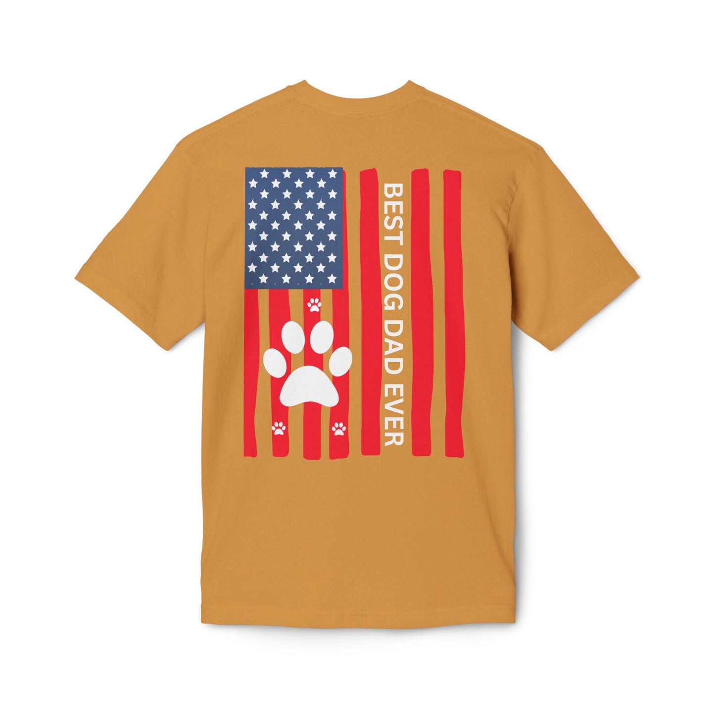 Best Dog Dad Ever T-Shirt — American Flag Paw Print Dog Dad Tee