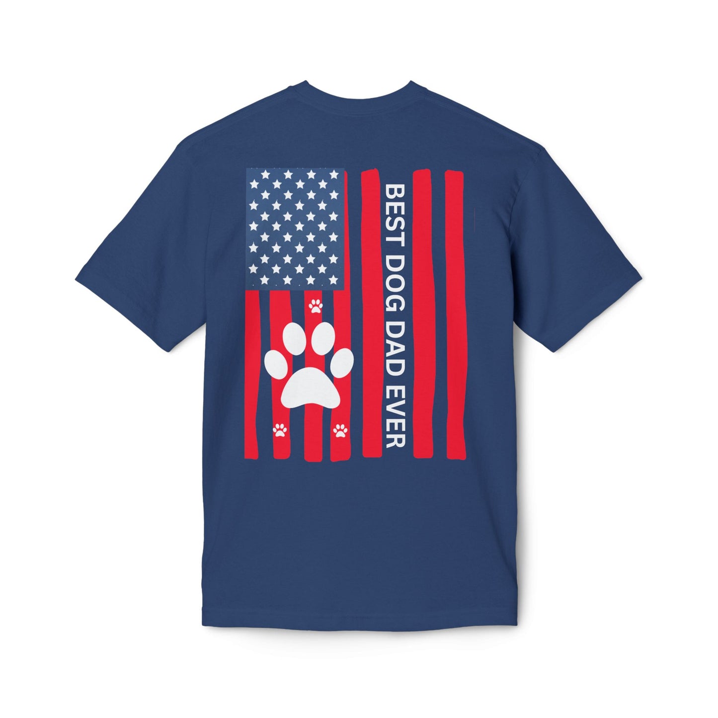 Best Dog Dad Ever T-Shirt — American Flag Paw Print Dog Dad Tee