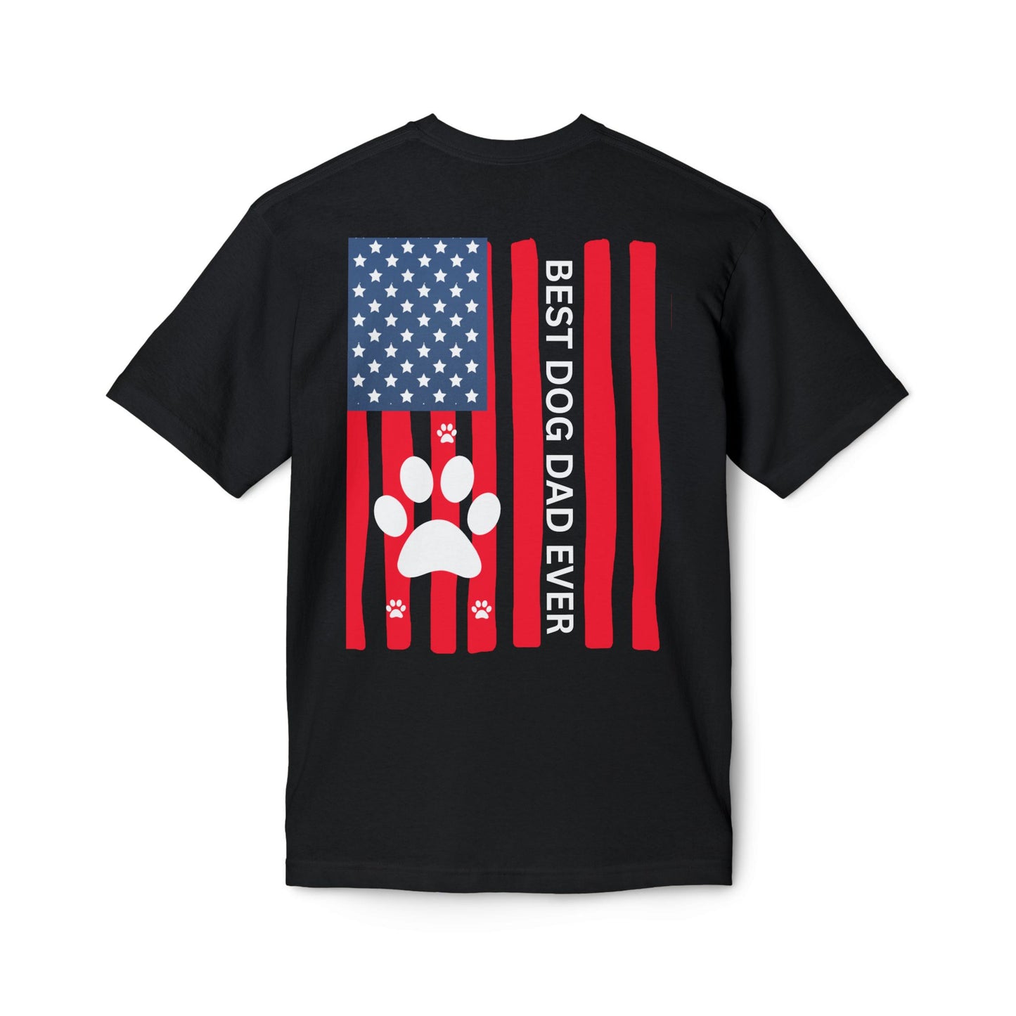 Best Dog Dad Ever T-Shirt — American Flag Paw Print Dog Dad Tee