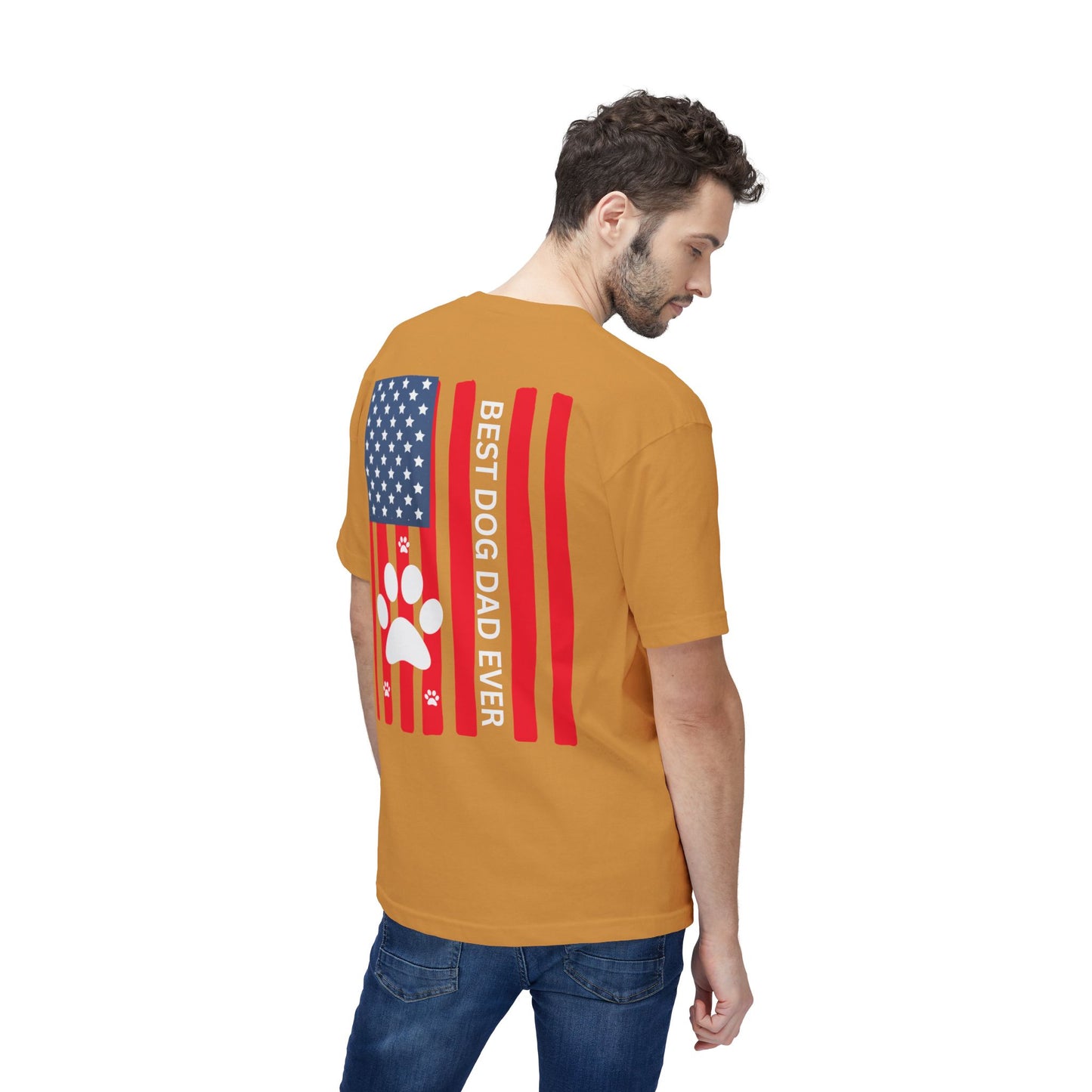 Best Dog Dad Ever T-Shirt — American Flag Paw Print Dog Dad Tee