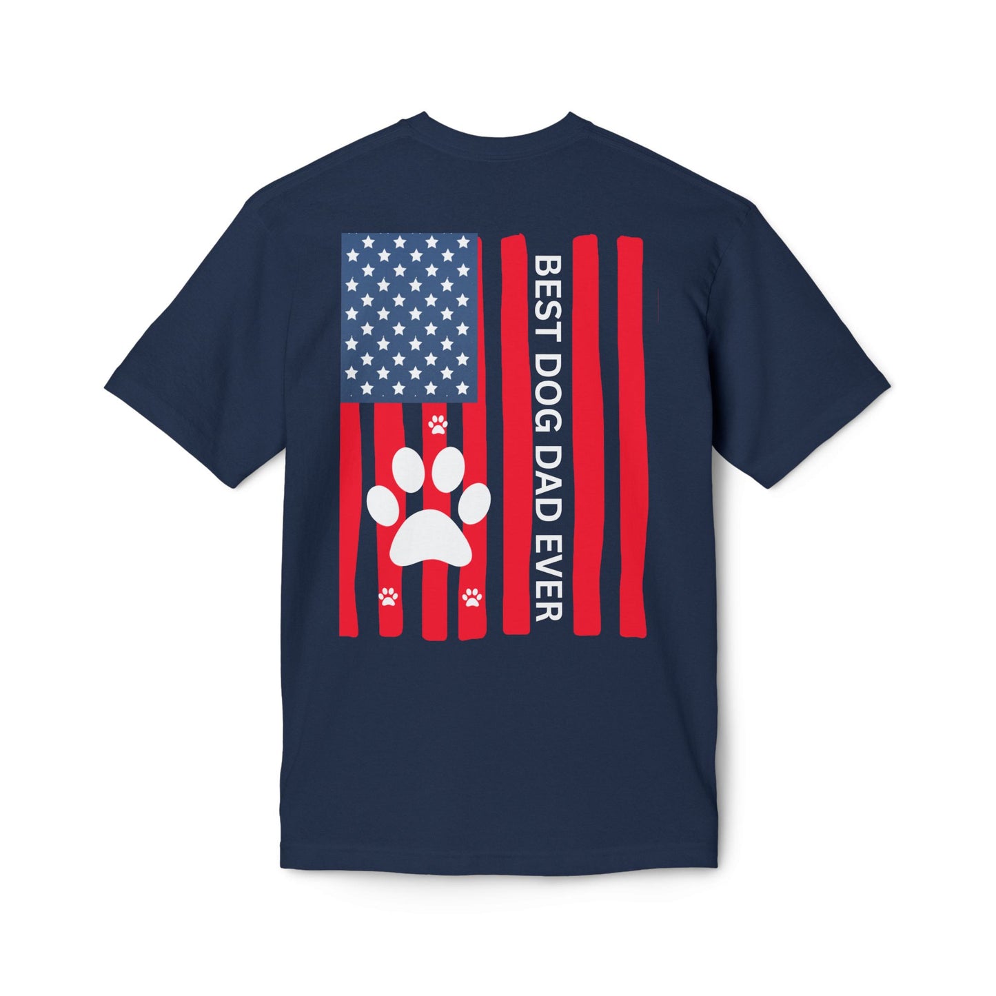 Best Dog Dad Ever T-Shirt — American Flag Paw Print Dog Dad Tee