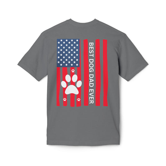 Best Dog Dad Ever T-Shirt — American Flag Paw Print Dog Dad Tee