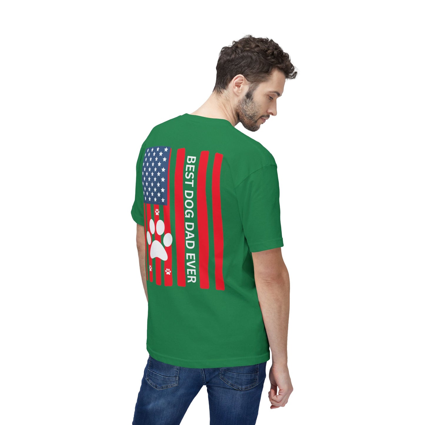 Best Dog Dad Ever T-Shirt — American Flag Paw Print Dog Dad Tee