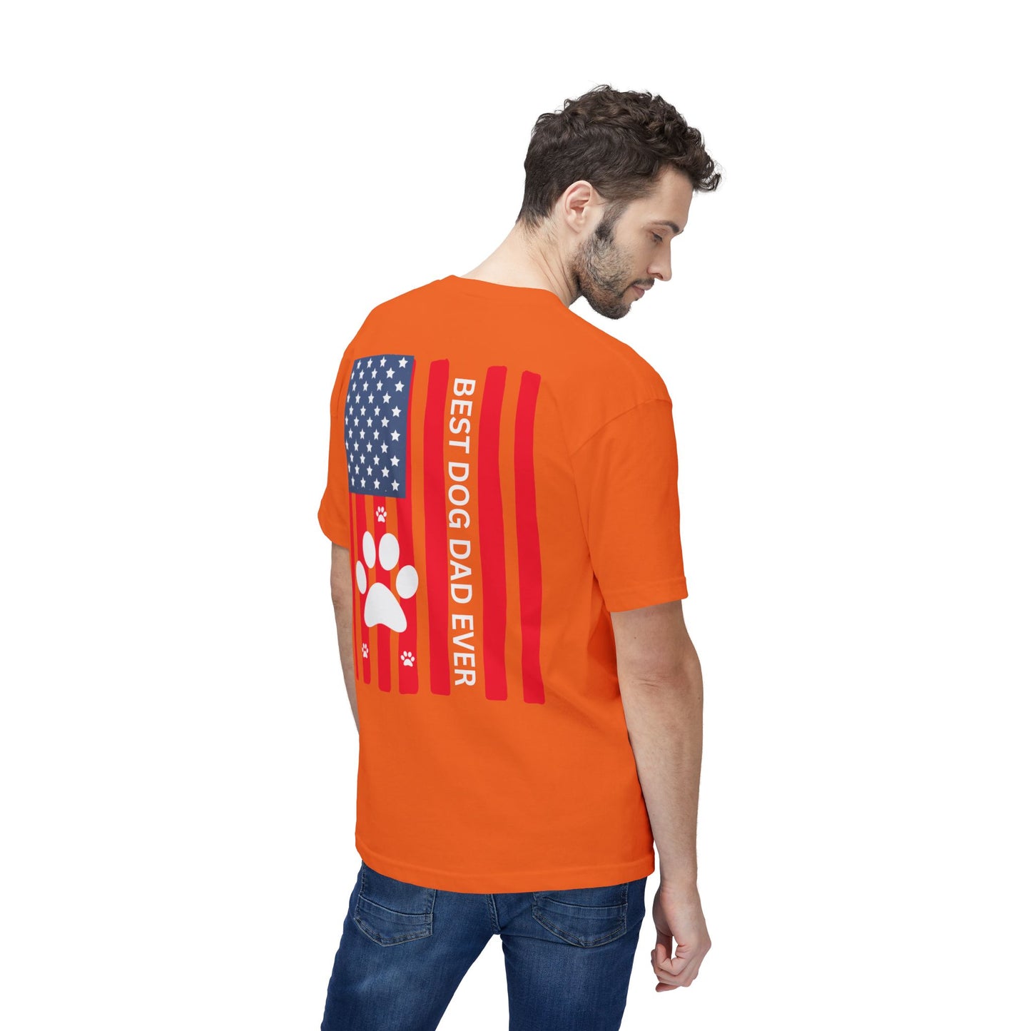 Best Dog Dad Ever T-Shirt — American Flag Paw Print Dog Dad Tee