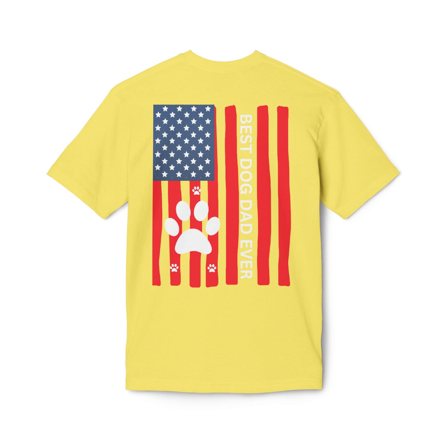 Best Dog Dad Ever T-Shirt — American Flag Paw Print Dog Dad Tee