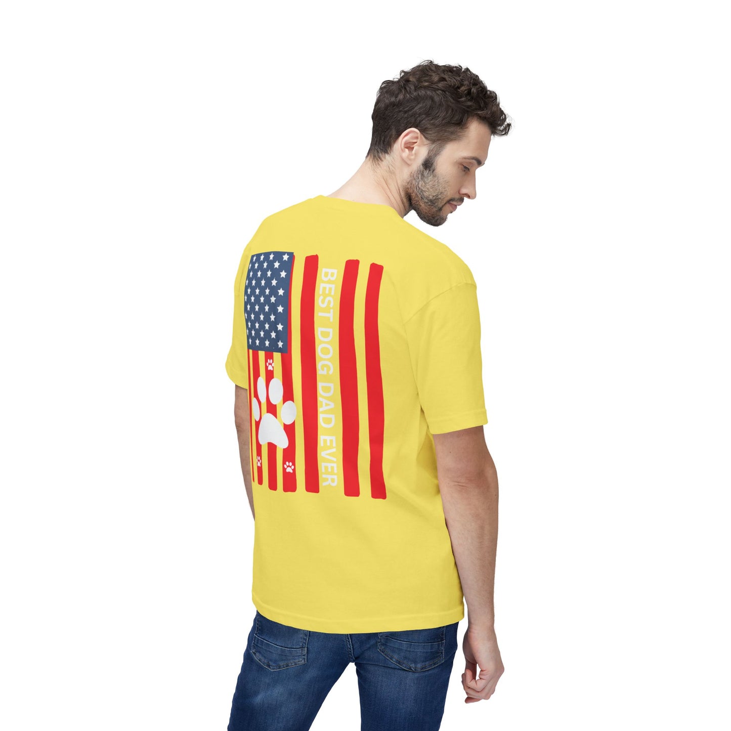 Best Dog Dad Ever T-Shirt — American Flag Paw Print Dog Dad Tee