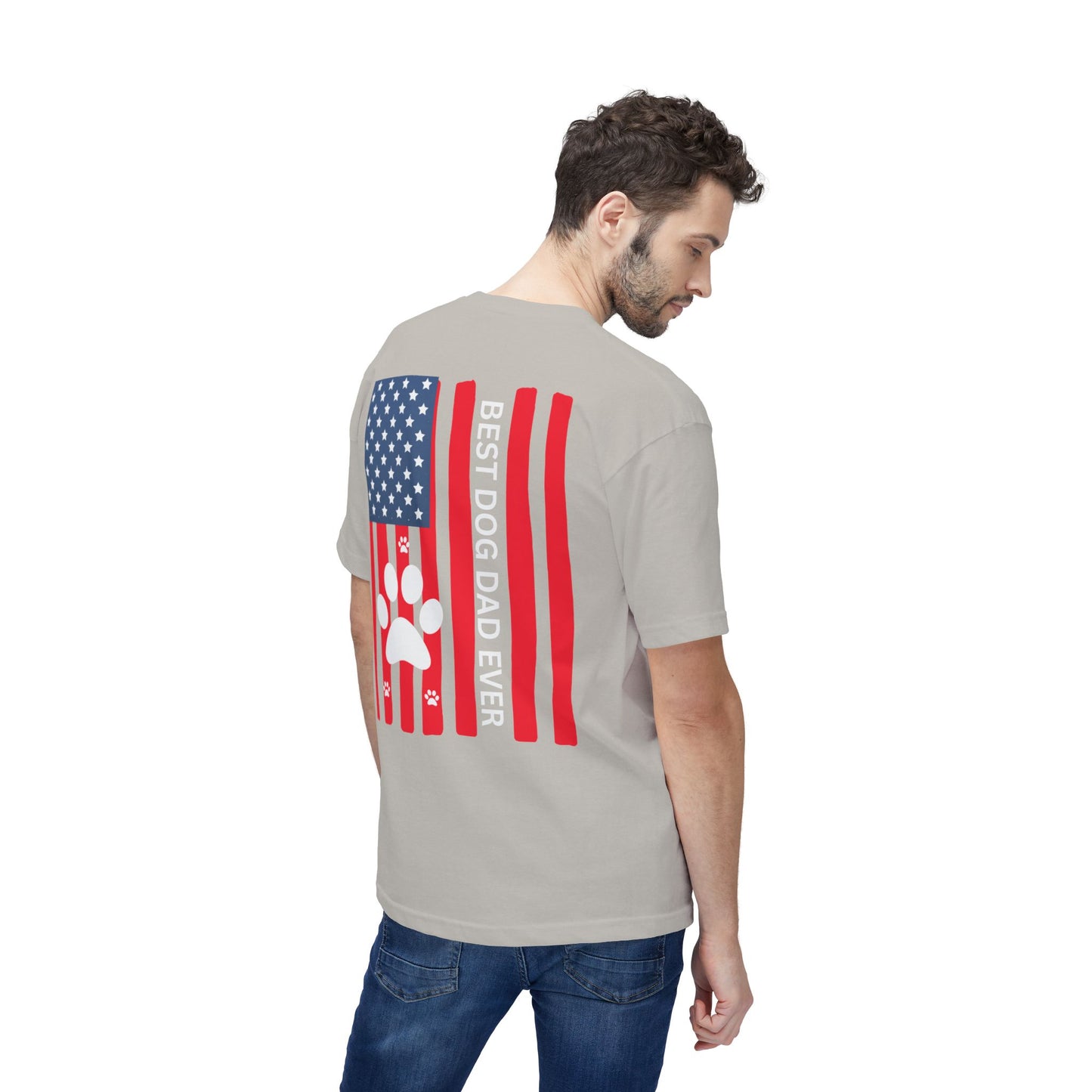 Best Dog Dad Ever T-Shirt — American Flag Paw Print Dog Dad Tee