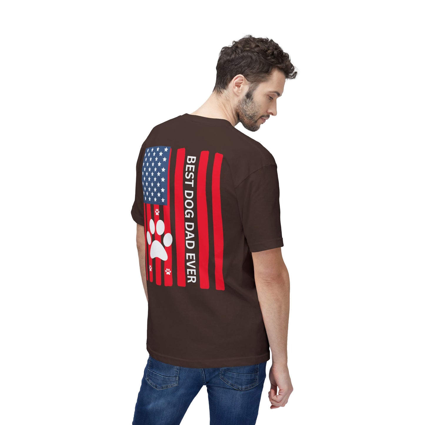 Best Dog Dad Ever T-Shirt — American Flag Paw Print Dog Dad Tee