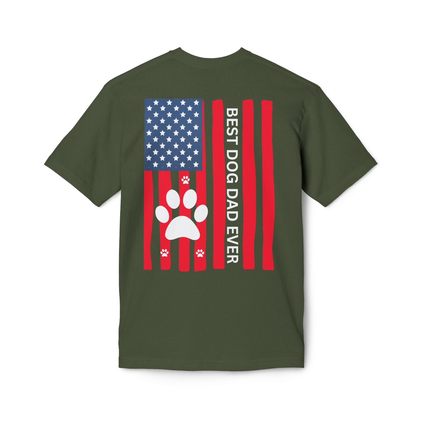 Best Dog Dad Ever T-Shirt — American Flag Paw Print Dog Dad Tee