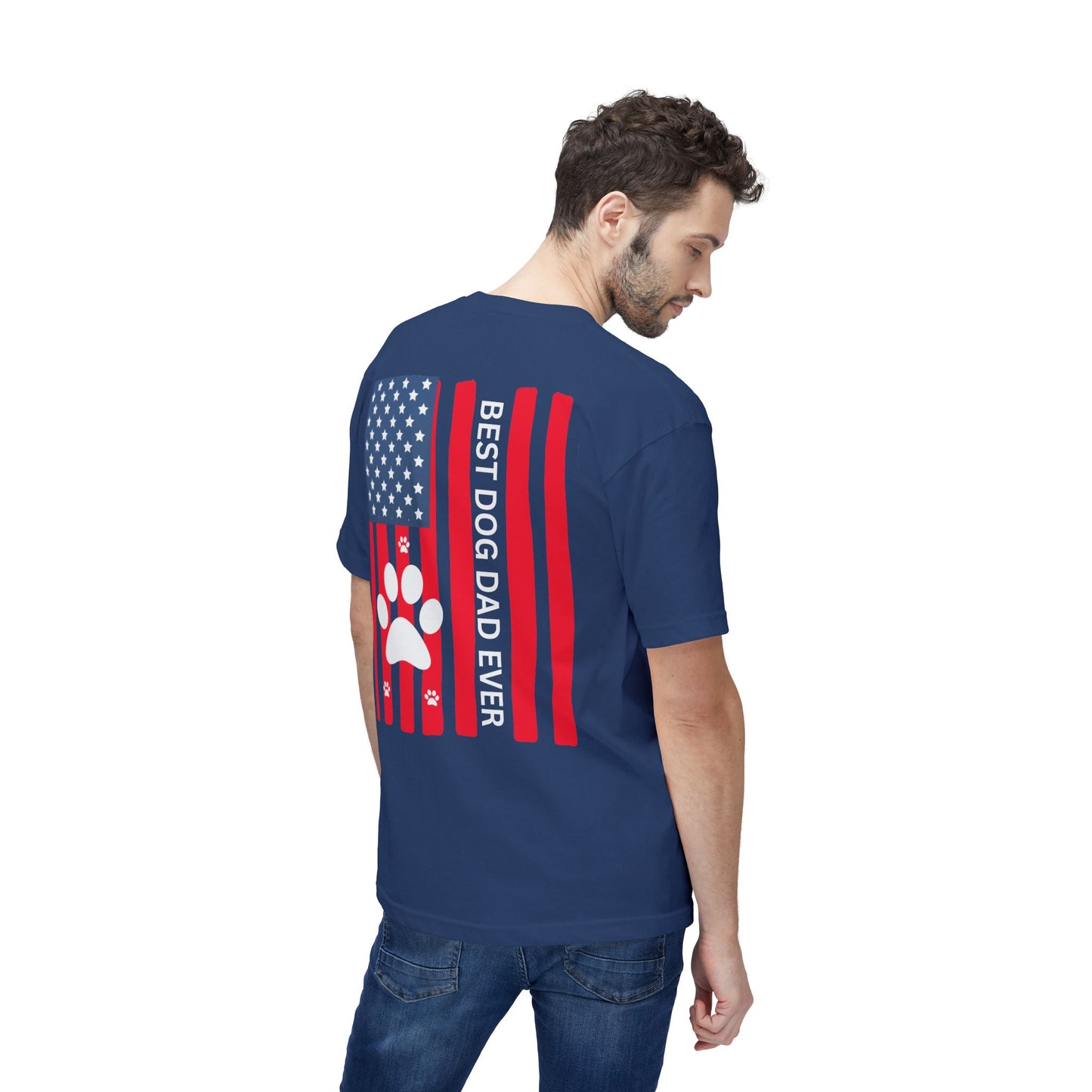 Best Dog Dad Ever T-Shirt — American Flag Paw Print Dog Dad Tee