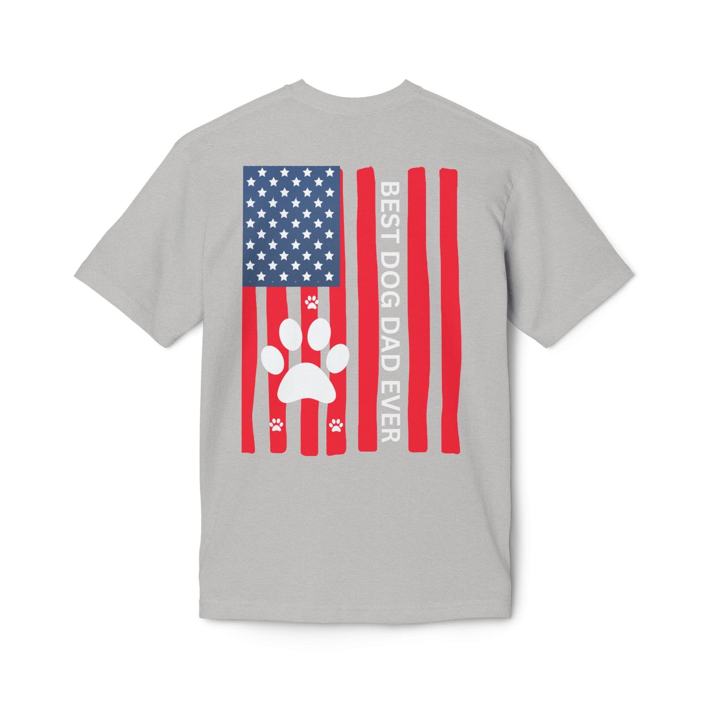 Best Dog Dad Ever T-Shirt — American Flag Paw Print Dog Dad Tee