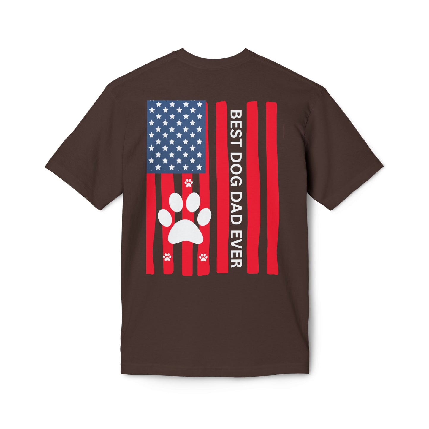 Best Dog Dad Ever T-Shirt — American Flag Paw Print Dog Dad Tee