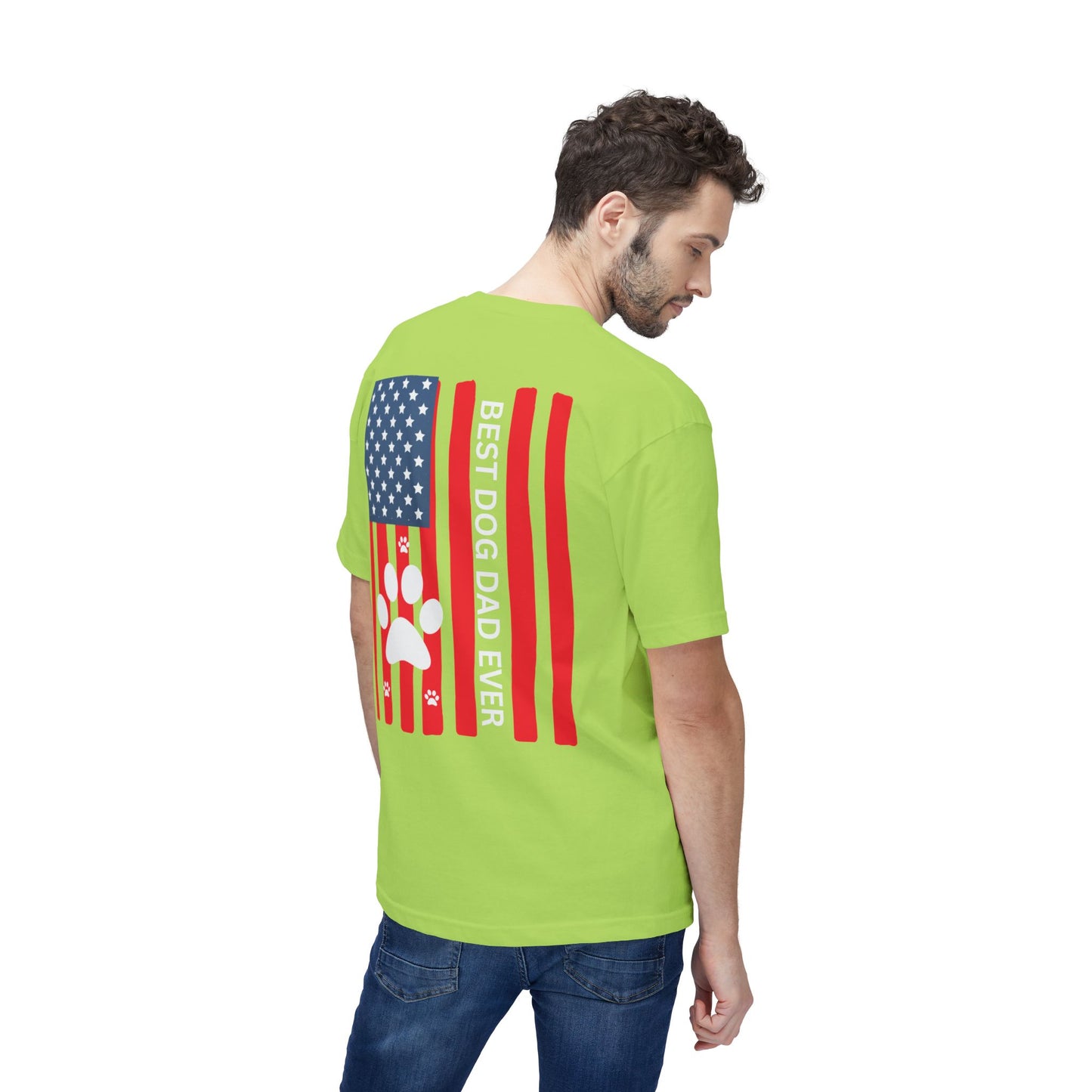 Best Dog Dad Ever T-Shirt — American Flag Paw Print Dog Dad Tee