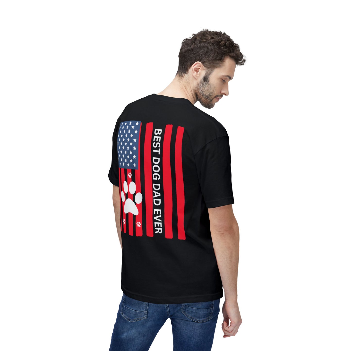Best Dog Dad Ever T-Shirt — American Flag Paw Print Dog Dad Tee