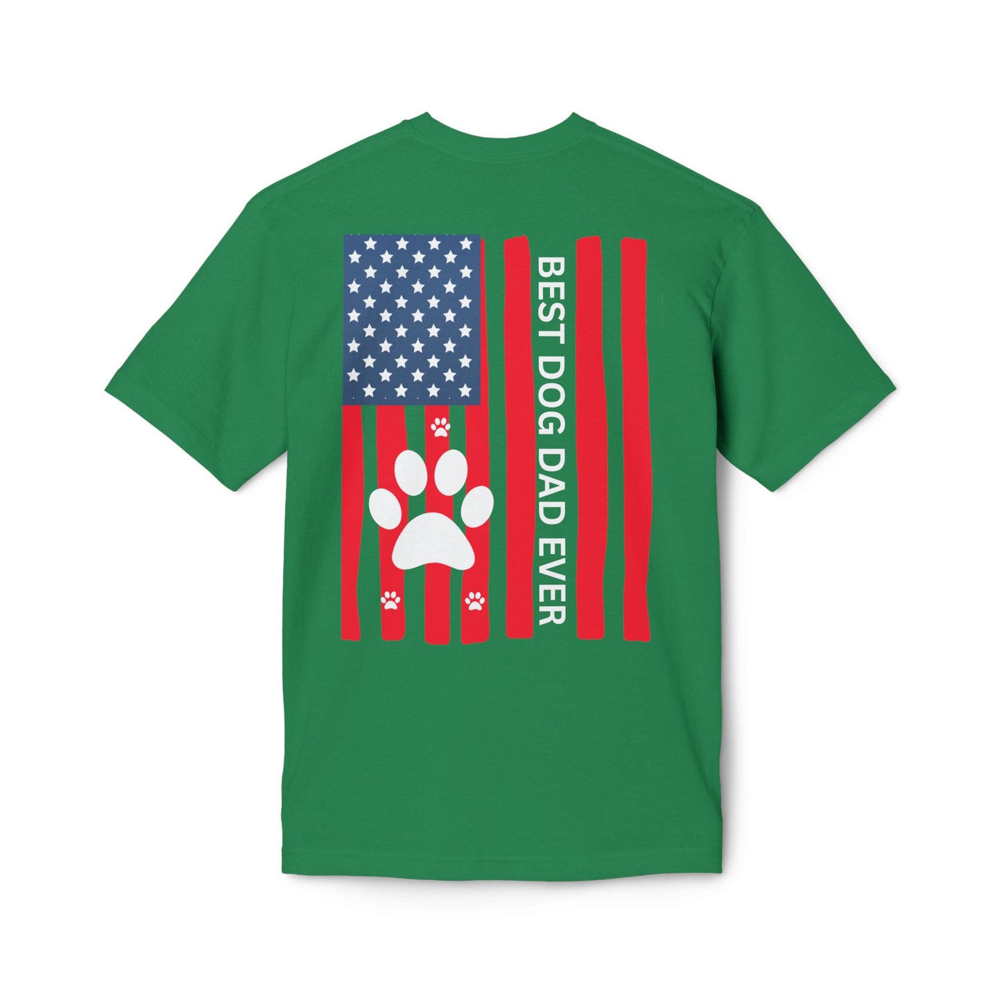 Best Dog Dad Ever T-Shirt — American Flag Paw Print Dog Dad Tee
