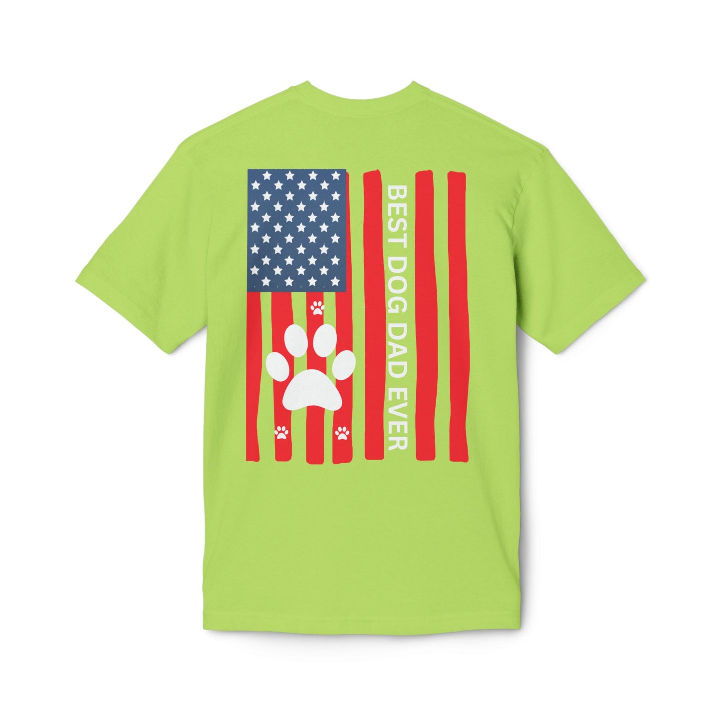 Best Dog Dad Ever T-Shirt — American Flag Paw Print Dog Dad Tee